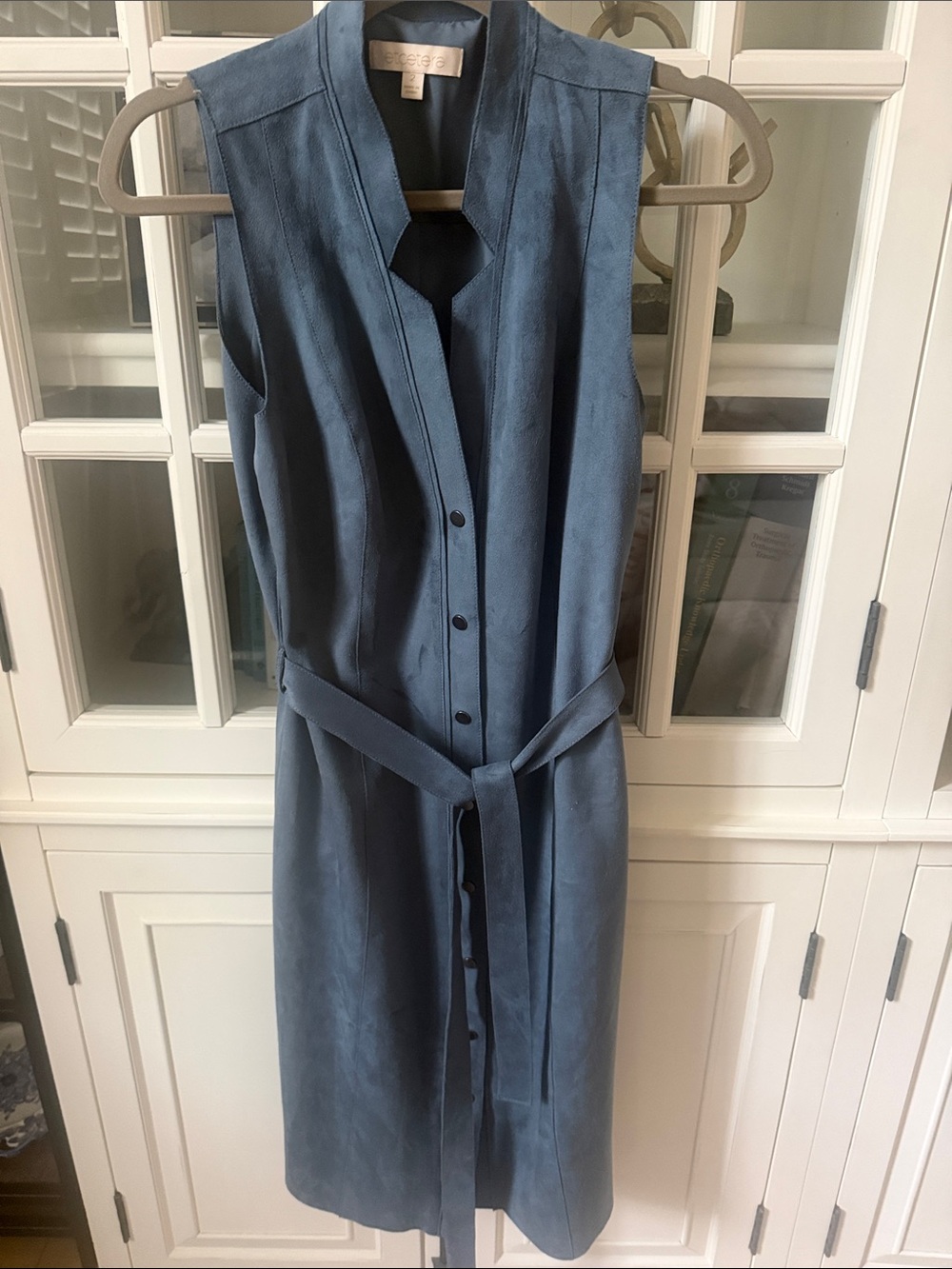 Sleeveless Blue Belted Shirt Dress - Etcetera